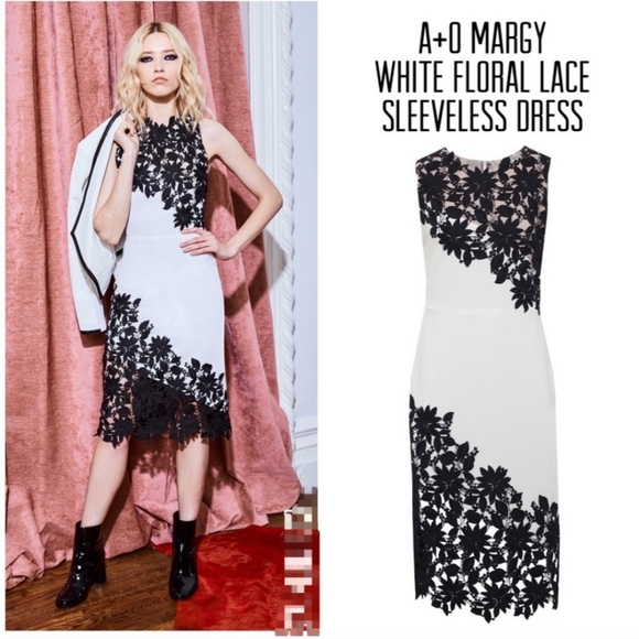 Alice + Olivia Dresses & Skirts - Alice + olivia margy white floral lace  sleevesless midi dress size 4